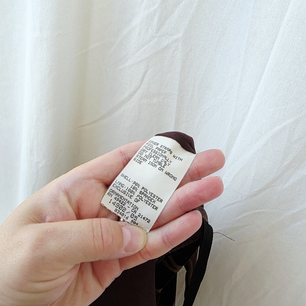 SCOTT MCCLINTOCK Brown Long Stretchy Velvet Formal Dress Size 6 Y2K Beaded Strap - Picture 12 of 13